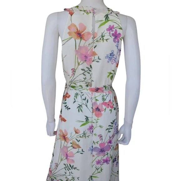 Calvin Klein Asymmetrical Ruffled Pink and Purple Maxi Dress - Picture 3 of 7